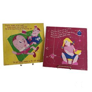 Vintage Walzer 1940s Cardboard Picture Puzzles Humpty Dumpty Little Miss Muffet